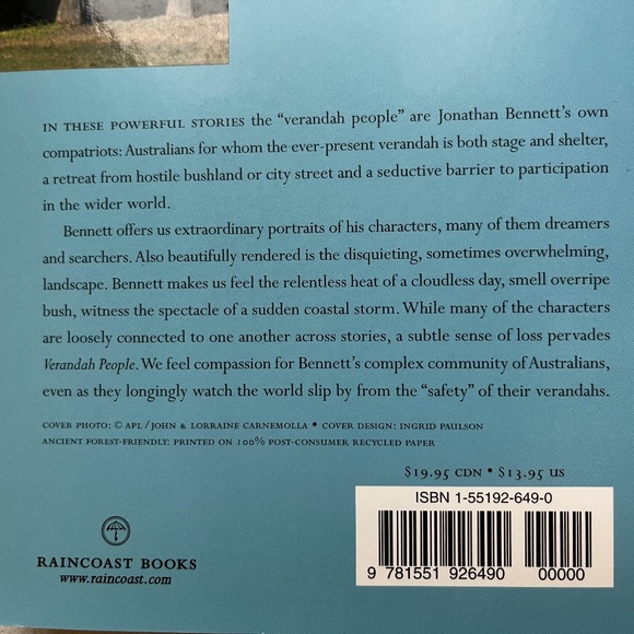 Jonathan Bennett's Verandah People, short stories, 2001, paperback - Picture 6 of 8